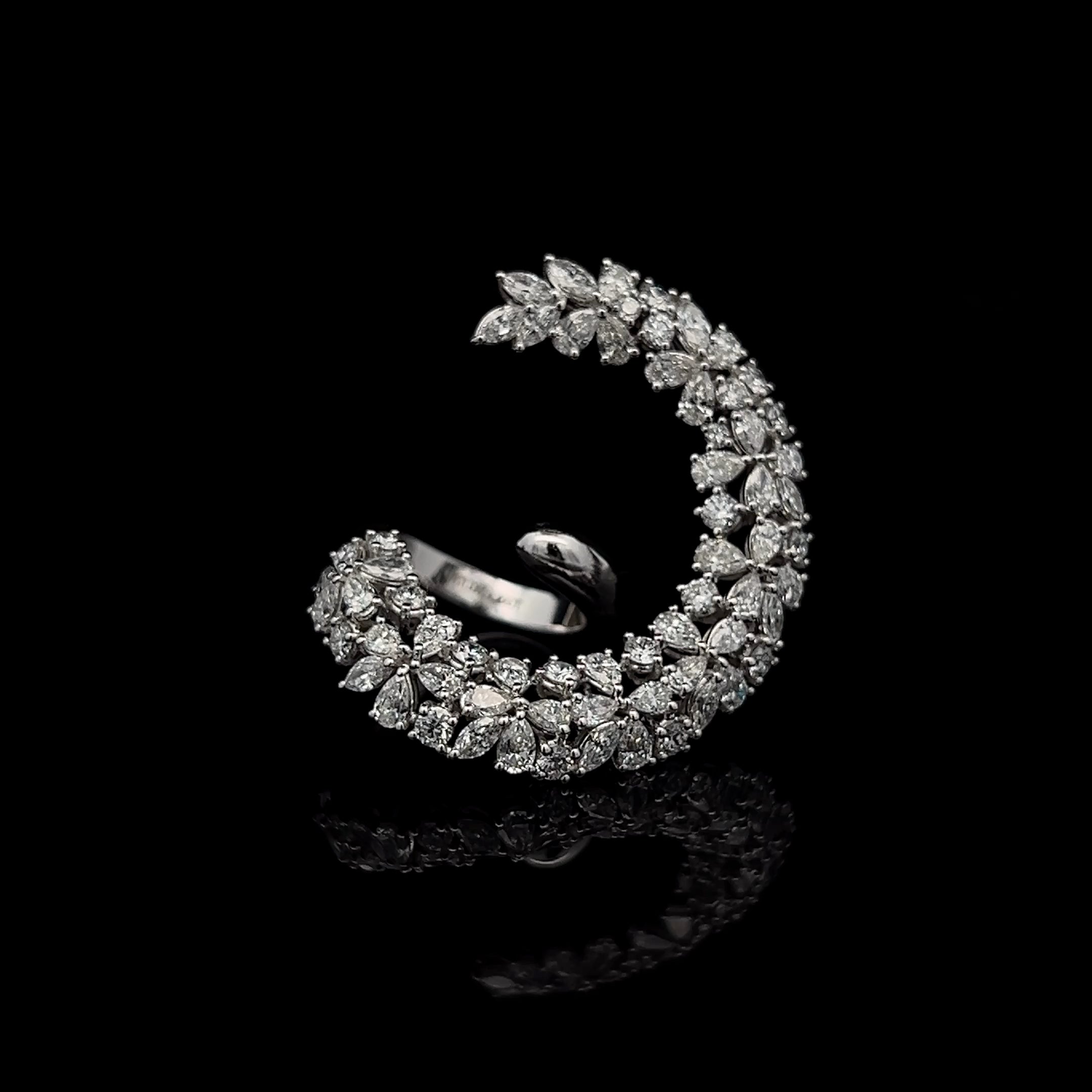 Marquise Diamond Crescent Ring