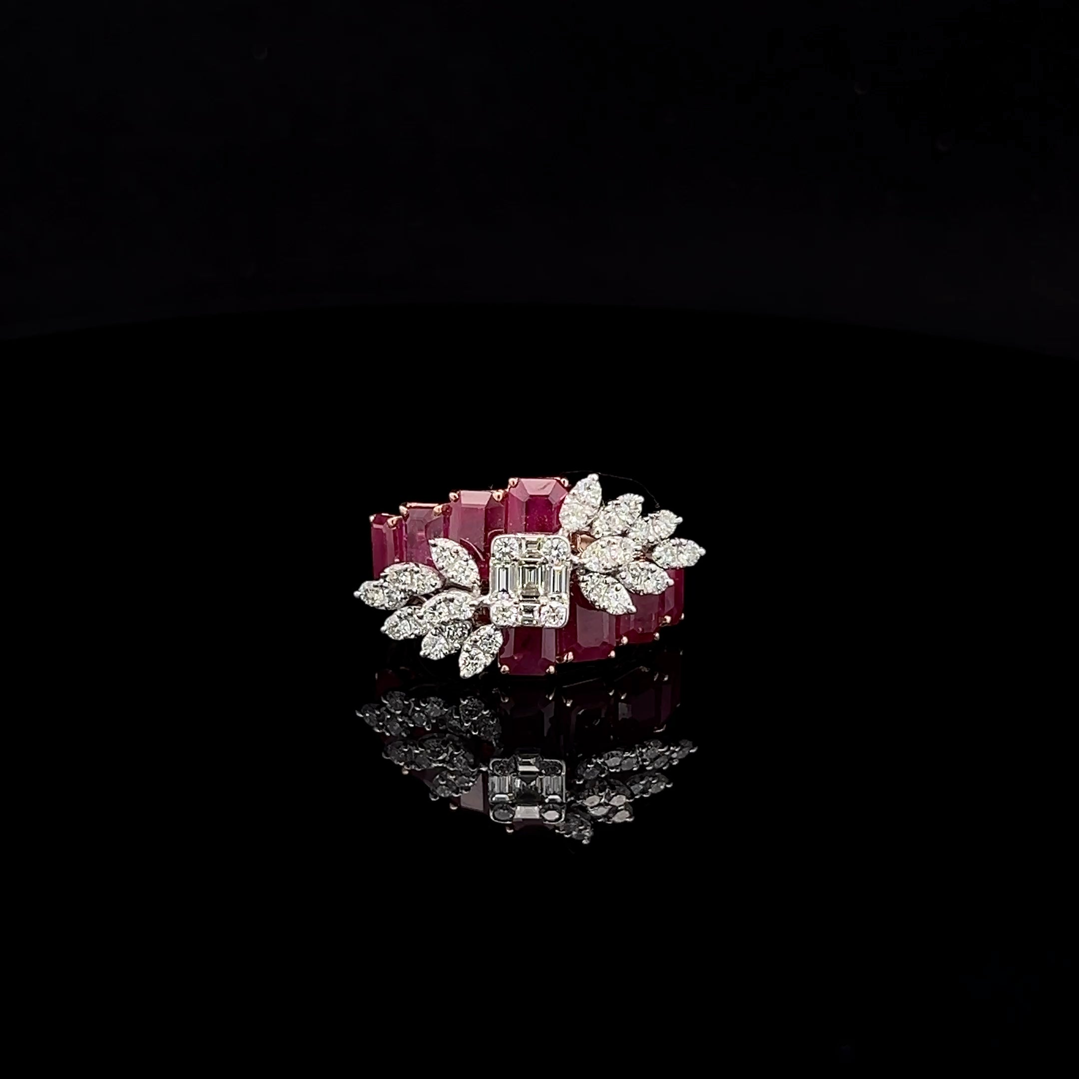 Emerald Cut Ruby Diamond Ring