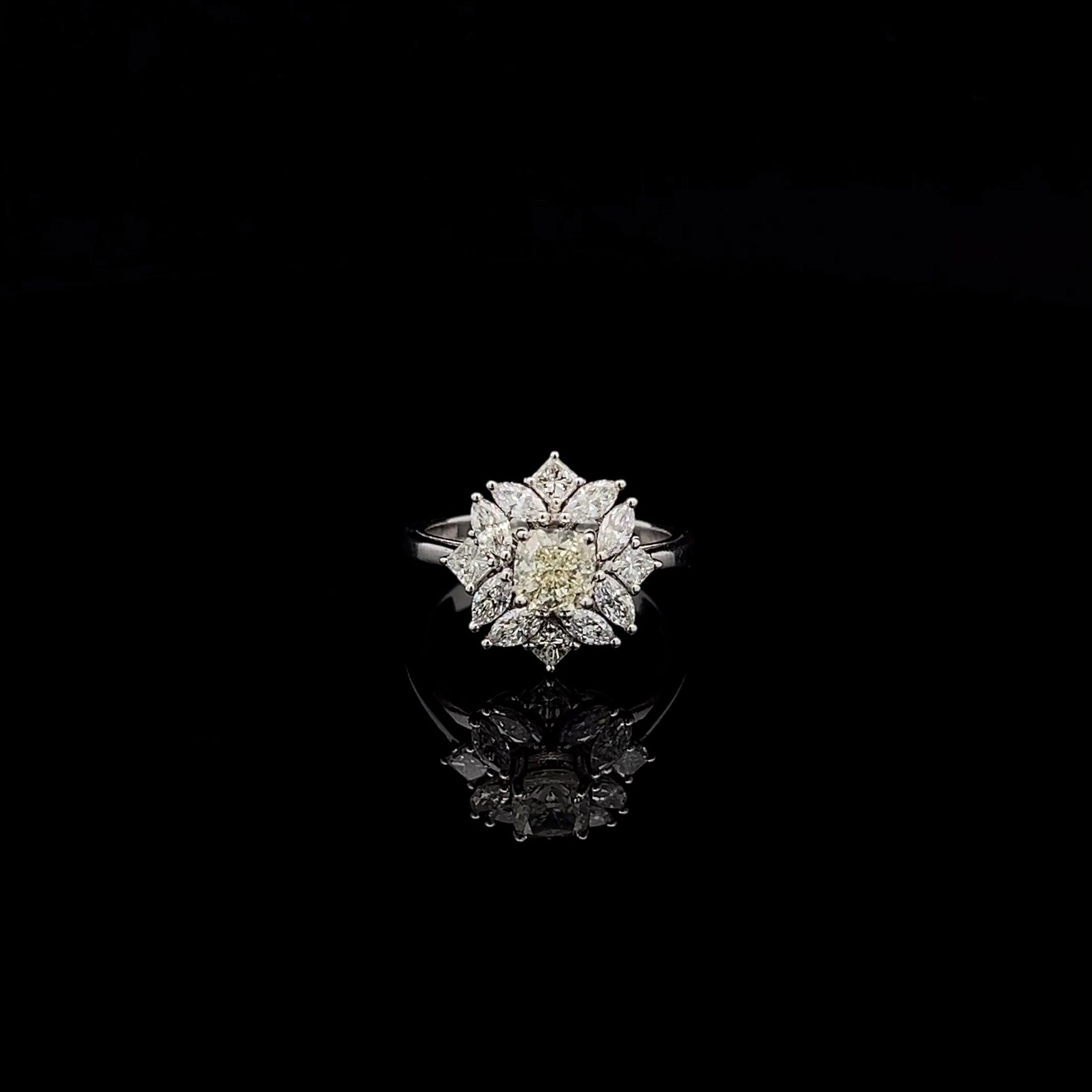 Cushion-Cut Yellow Diamond Solitaire Ring
