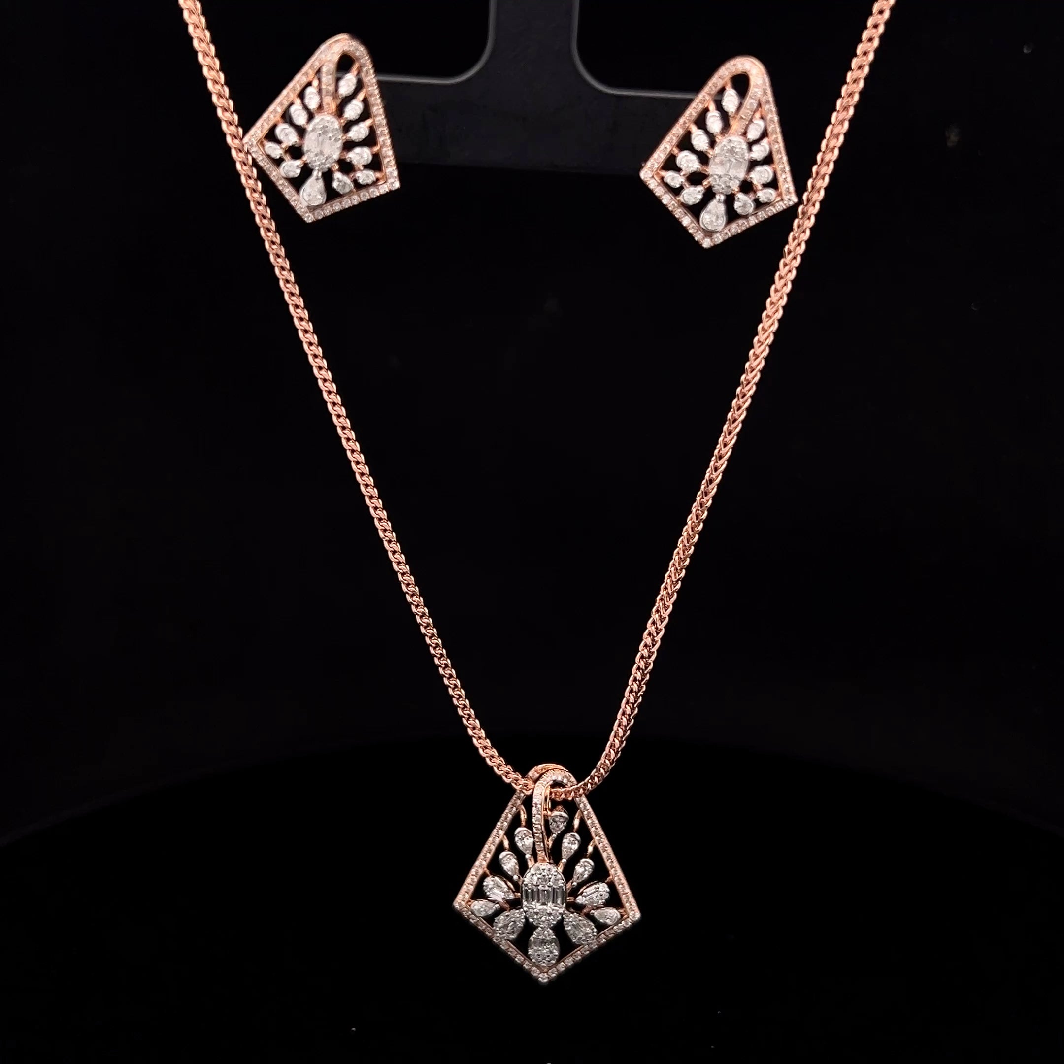 Baguette & Marquise Pendant Set