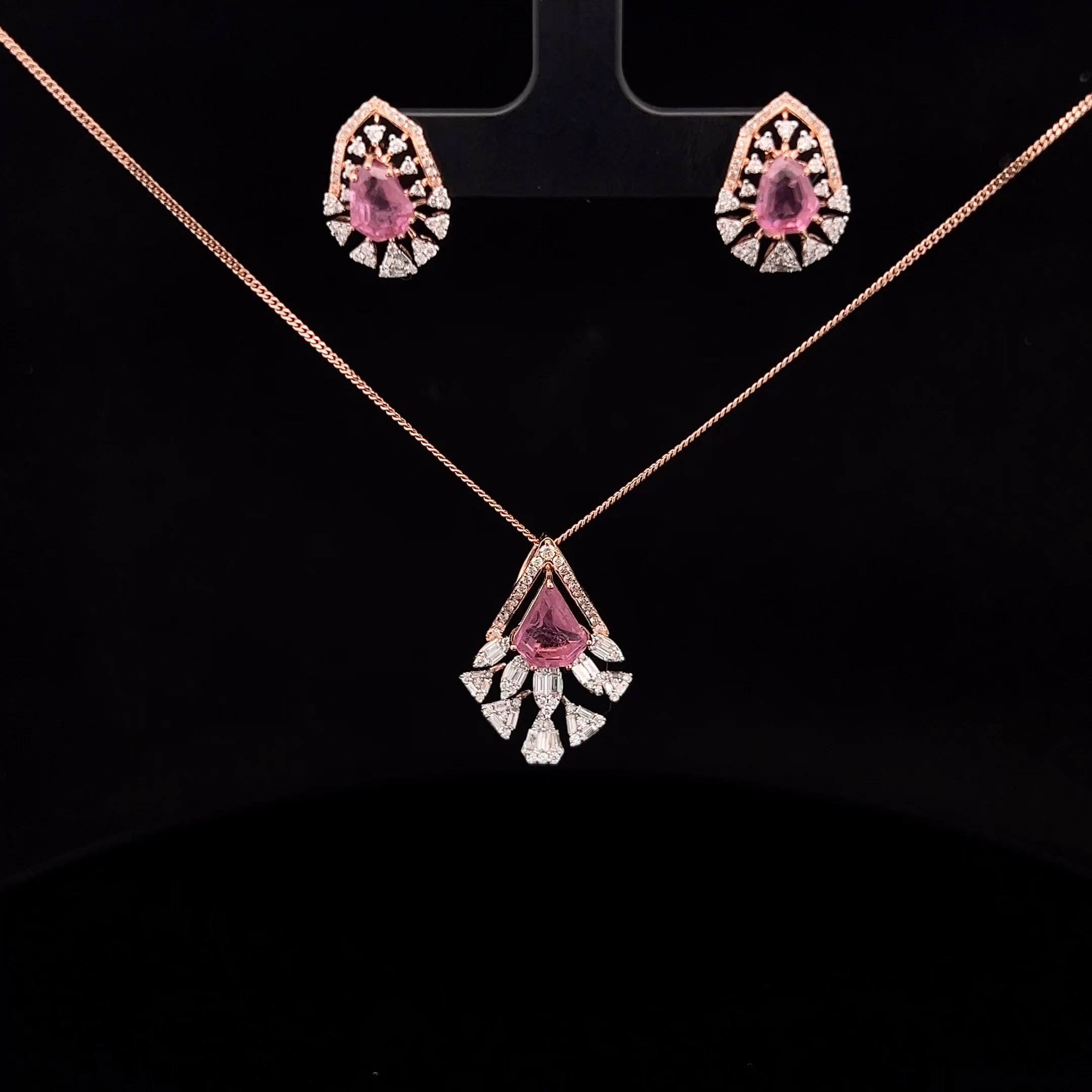 Radiant Pink Gemstone Pendant  Set