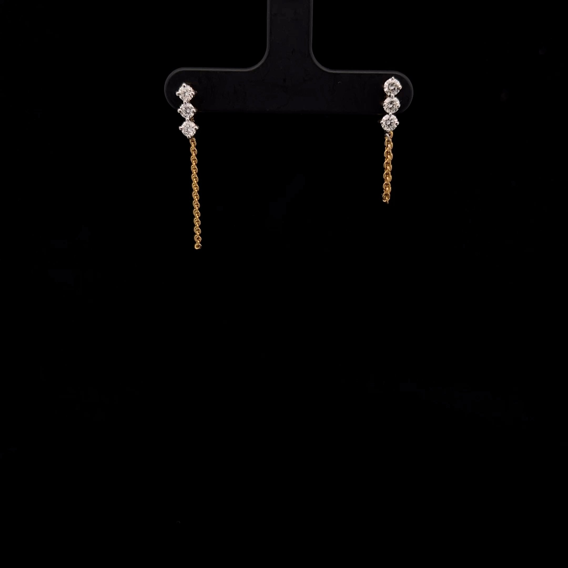 Three Diamond Drop Earrings