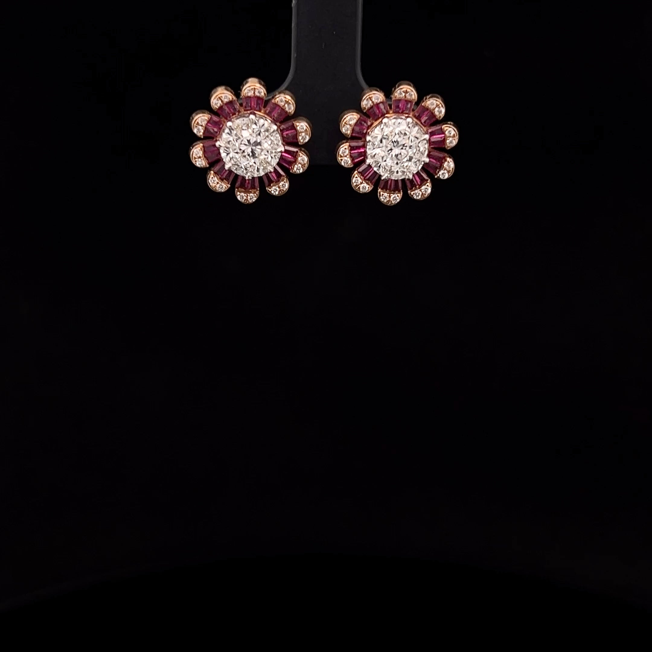 Ruby Diamond Halo Earrings